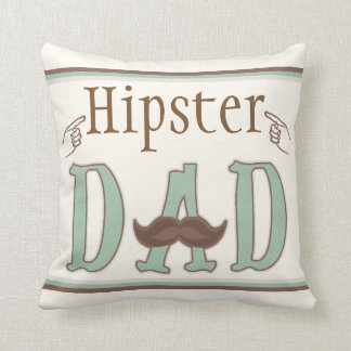 Fathers Day Hipster Dad Moustache Throw Pillow
