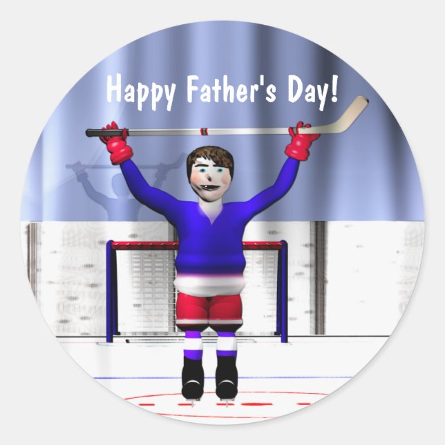 Father's Day Hockey Winner Classic Round Sticker (Front)