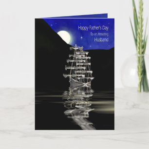 Father's Day, Husband,  Ship with Sails, Night Card