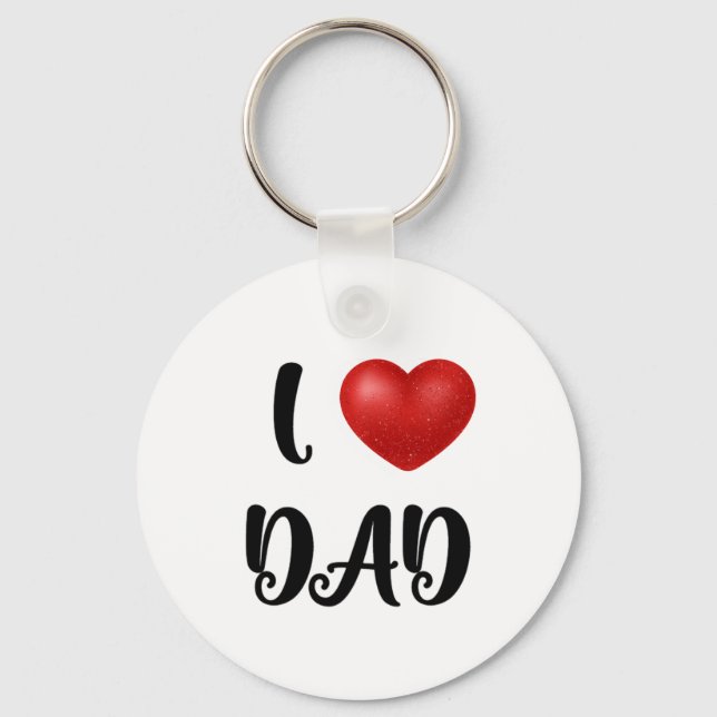 Father's Day I Love Dad Heart Explosion Gift  Keychain (Front)