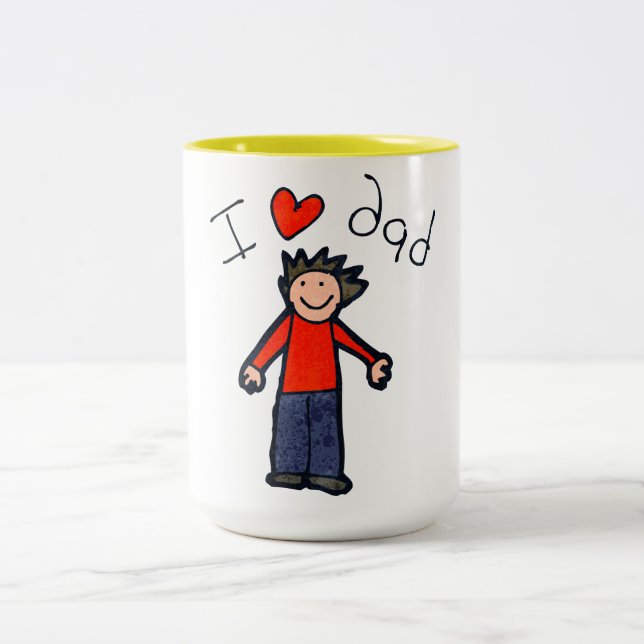 Father's Day "I Love Dad" two toned mug. Two-Tone  Two-Tone Coffee Mug (Center)