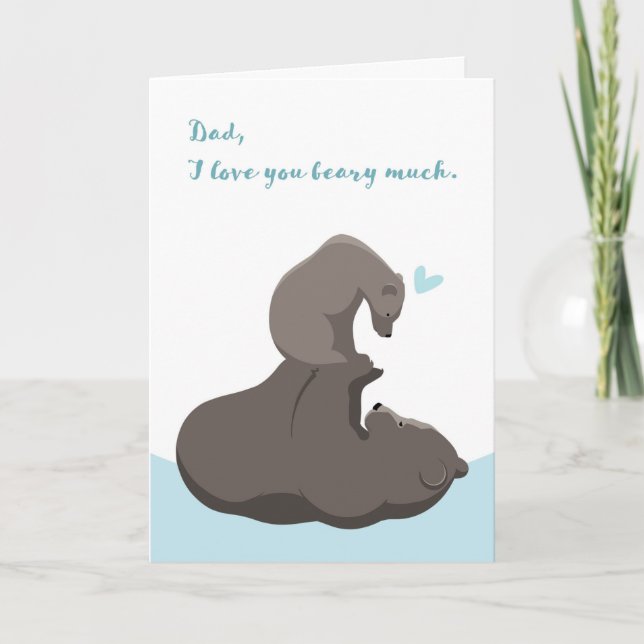 Father's Day I Love You Cub and Papa Bear  Card (Front)