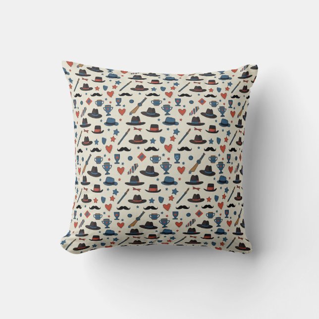 Father's Day Icons Pattern Throw Pillow (Front)