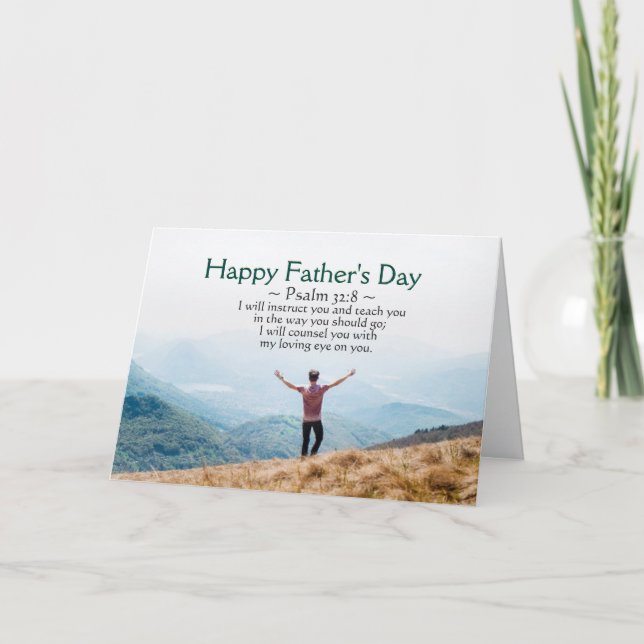 Father's Day, Inspirational Bible Verse Psalm 32:8 Card (Front)