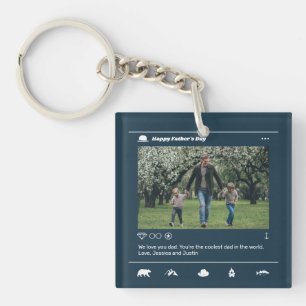 Father's Day Instagram Post Custom Photo Cool Dad Keychain