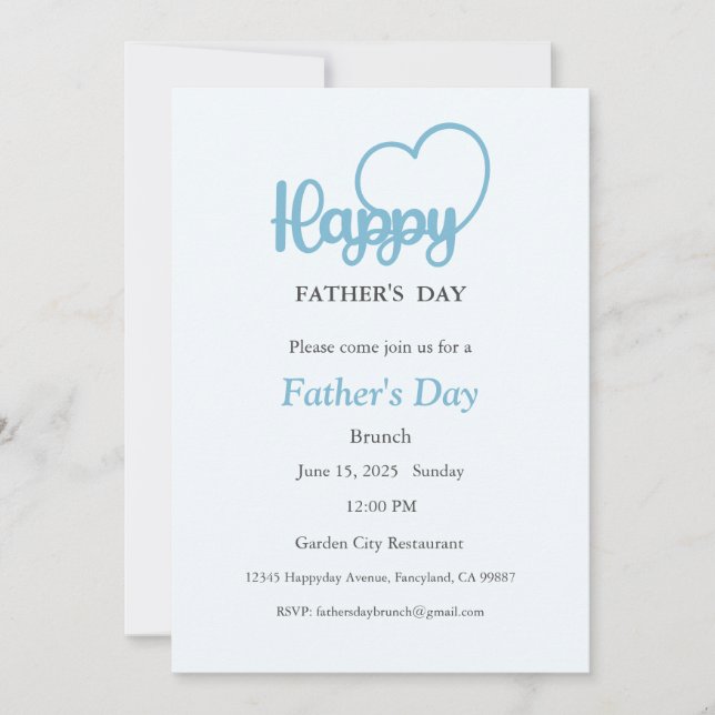 Father's Day Invitation, Father's Day Brunch Lunch Invitation (Front)