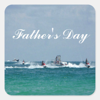 Father's Day Jet Skiing Square Sticker