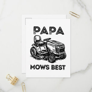 Fathers Day Lawn Tractor Riding Lawn Mower  Invitation Postcard
