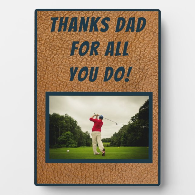 Father's Day Leather background Picture and Text Plaque (Front)