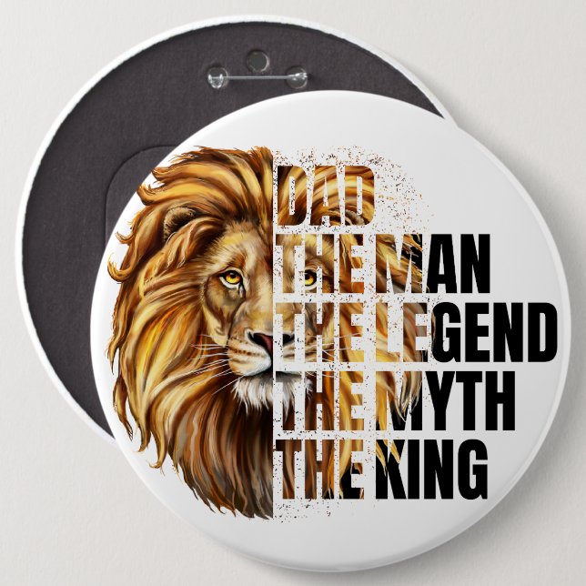 Father's Day Lion 6 Inch Round Button (Front & Back)