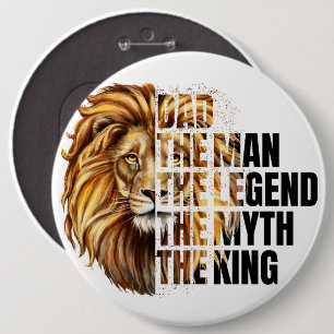 Father's Day Lion 6 Inch Round Button