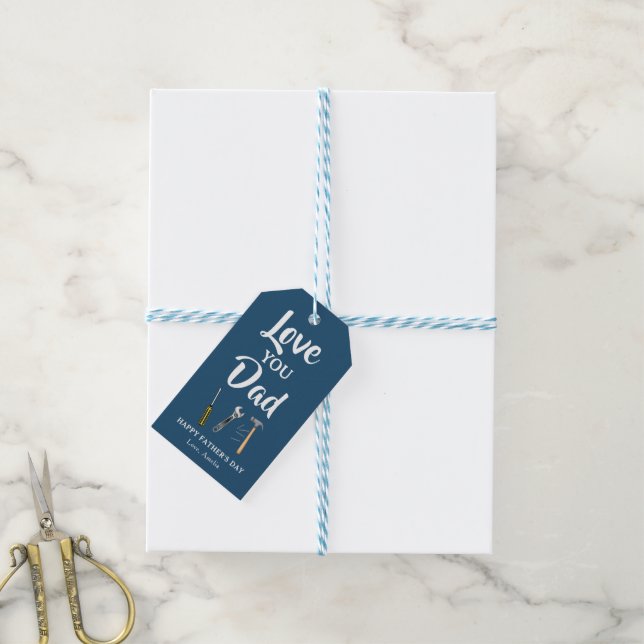 Father's Day Love You Dad Masculine Gift Tag (With Twine)
