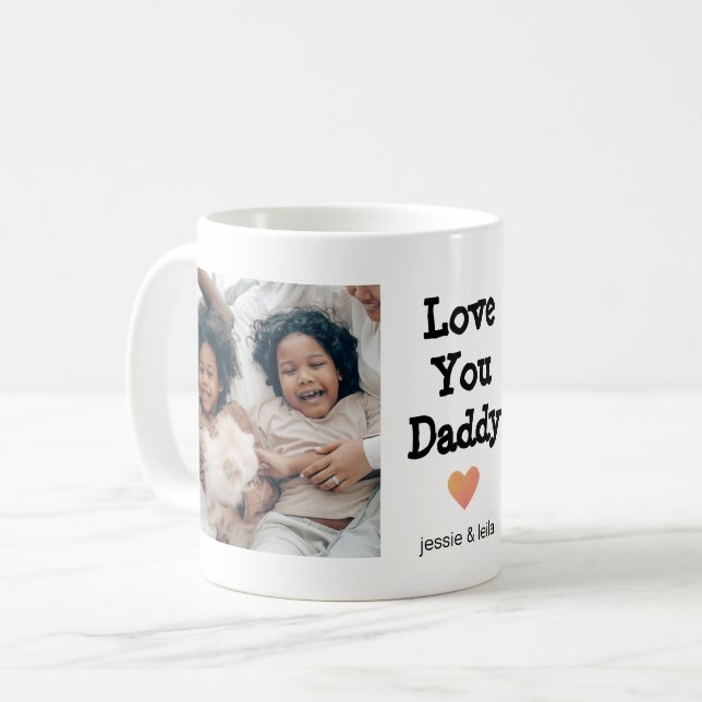 Father's Day Love You Daddy 2 Photos Coffee Mug (Front Left)