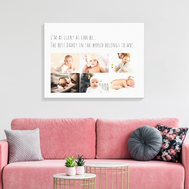 Fathers Day Lucky Me Best Daddy Photos Canvas Print (Insitu(LivingRoom))