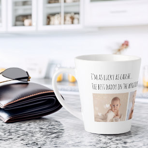 Father's Day Lucky Me Best Daddy Photos Customized Latte Mug