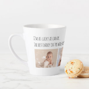 Father's Day Lucky Me Best Daddy Photos Customized Latte Mug