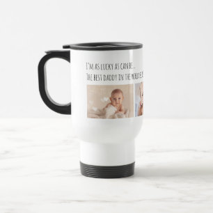 Father's Day Lucky Me Multi Photos Customized Travel Mug