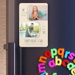 Father's Day Lucky to have You Dad 2 Photo  Magnet<br><div class="desc">Modern Father's Day magnet, personalized with 2 of your favourite photos, which are shaped and framed with curly brackets. The design reads "WE are so lucky to have YOU .. HAPPY FATHER'S DAY to the best dad in the world" in skinny font typography and handwritten script. The magnet is designed...</div>