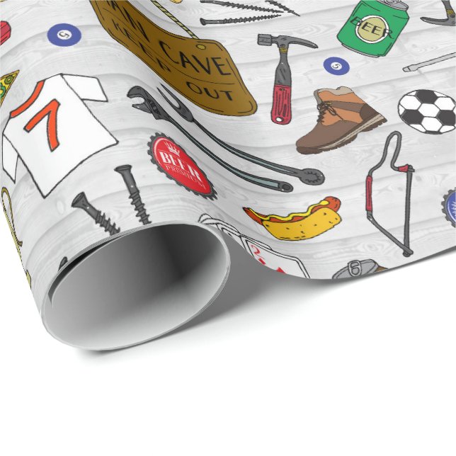 Fathers Day Man Shed Beer Den Wrapping Paper (Roll Corner)