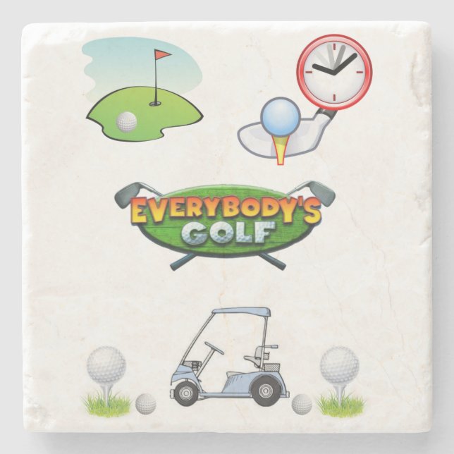 Father's Day Marble Stone Coaster Golf (Front)