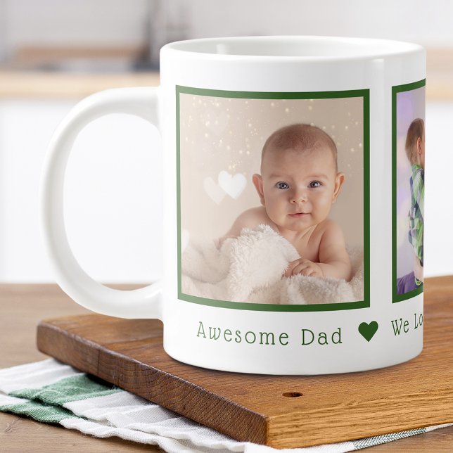 Father's Day Multi Photo Personalized Large Coffee Mug (Father's Day Multi Photo Personalized Giant Coffee Mug)