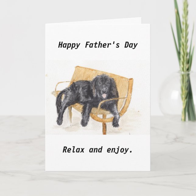 Father's day Newfoundland Dog on bench, Card (Front)