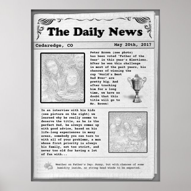 Father's Day Newspaper (customizable) Poster (Front)