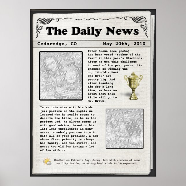 Father's Day Newspaper (customizable) Poster (Front)