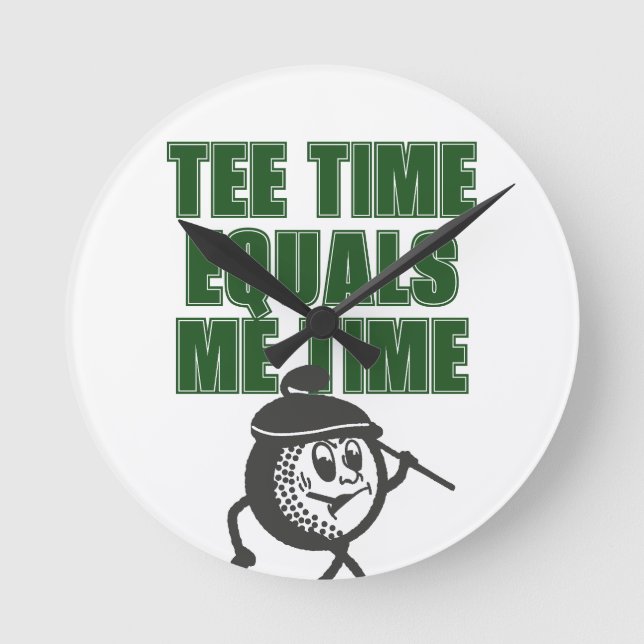 Fathers Day Office Golf Dad Tee Time Equals Me Round Clock (Front)