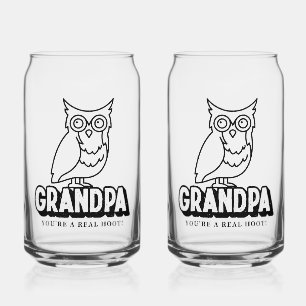 Father's Day Owl Glass Set Gift For Grandpa