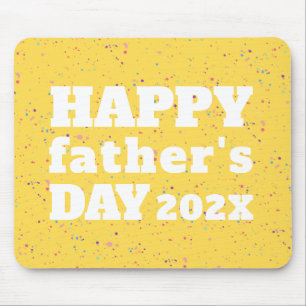 Father's Day Paint Splatter Mustard Yellow White Mouse Pad