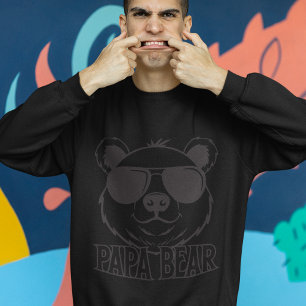 Father's Day   PaPa Bear   Black ON Black Modern Sweatshirt