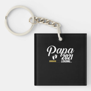 Father's Day Papa Loading 2021 First Time Father Keychain