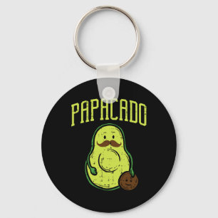 Fathers Day Papacado Papa Avocado Funny Vegan Guac Keychain