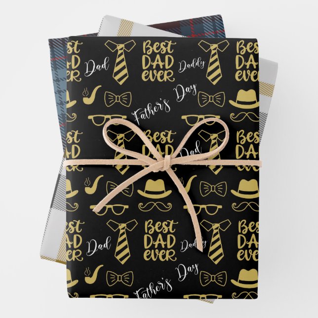 Father's Day Pattern Wrapping Paper Sheet (In situ)