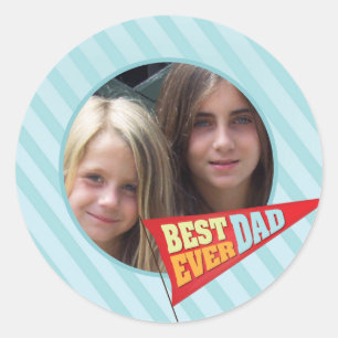 Father's Day Pennant   Classic Round Sticker