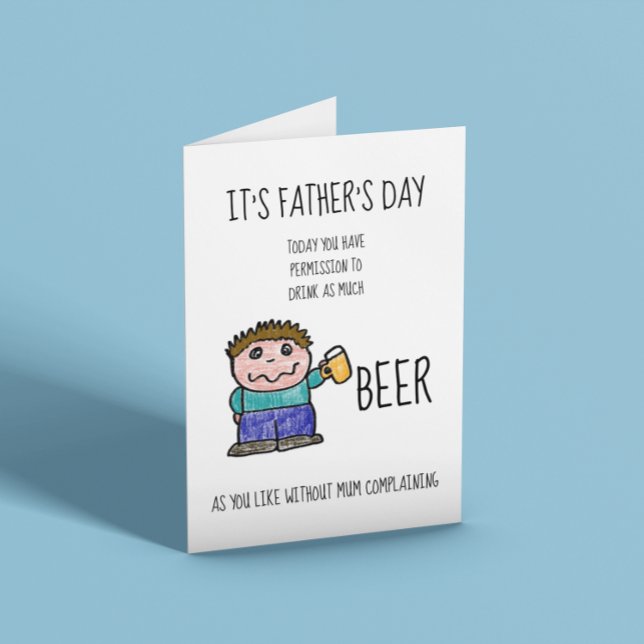 Fathers Day Permission To Drink Beer Funny Card (Creator Uploaded)