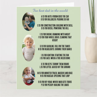 father's day personalised card with rhyme and pic