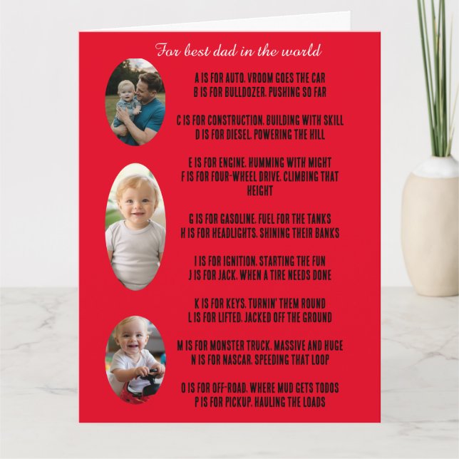 father's day personalised card with rhyme and pic (Front)