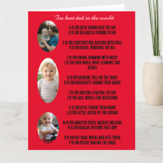 father's day personalised card with rhyme and pic