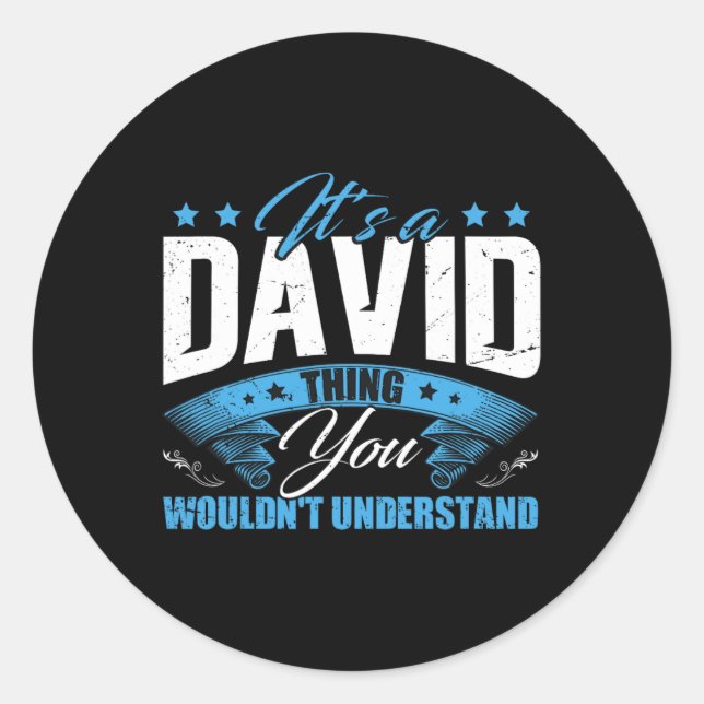 Fathers Day Personalized David Name Birthday  Classic Round Sticker (Front)