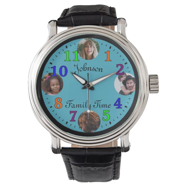 Fathers Day Personalized Family Photo modern Watch (Front)