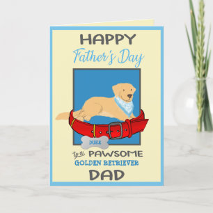 Fathers Day Personalized from Golden Retriever Dog Holiday Card