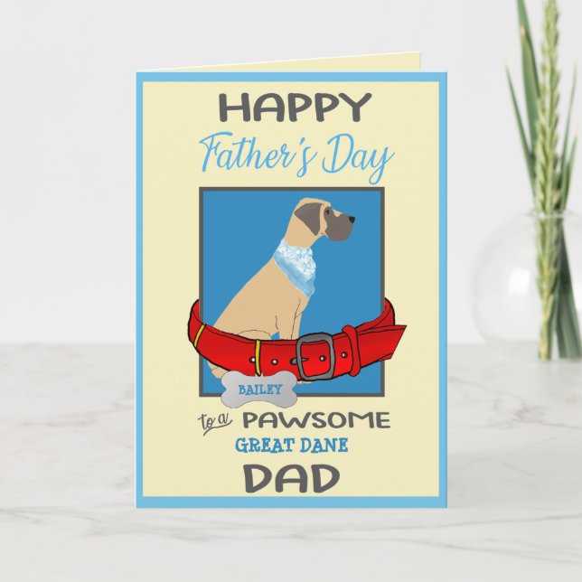 Fathers Day Personalized from Your Great Dane Dog Holiday Card (Front)
