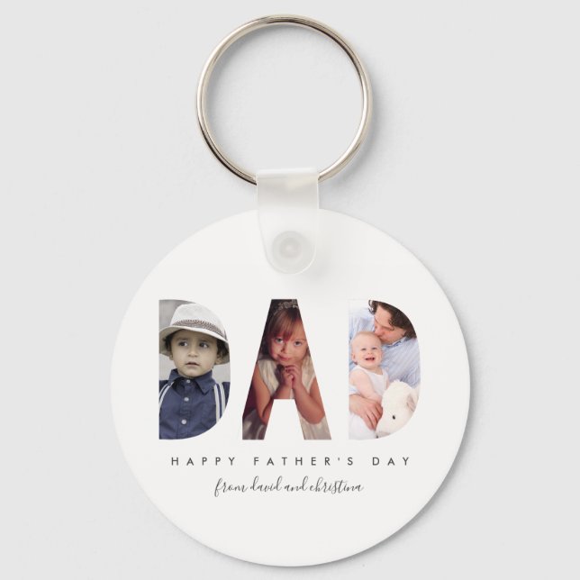 Fathers Day Personalized Gift Photo Template Keychain (Front)