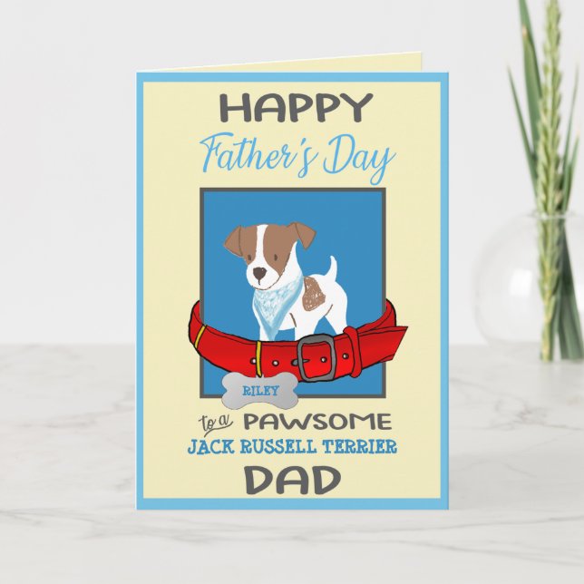 Fathers Day Personalized Jack Russell Terrier Dog Holiday Card (Front)
