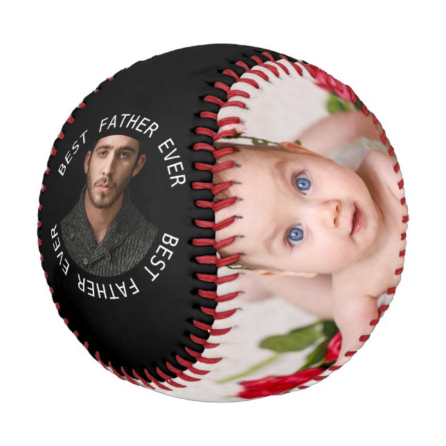 Fathers Day Personalized One Of A Kind Photo Baseball (Angled)