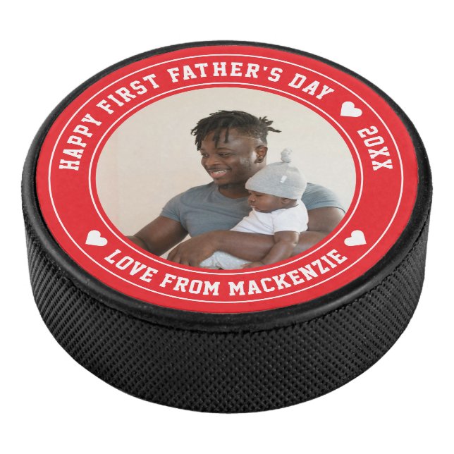 Fathers Day Personalized Photo And Text Hockey Puck (3/4)