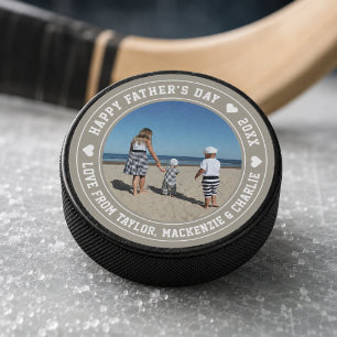 Fathers Day Personalized Photo And Text Hockey Puck