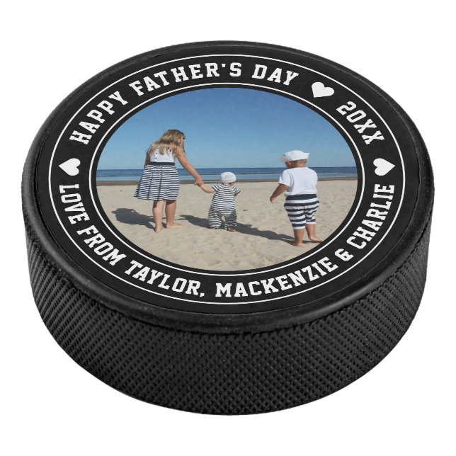 Fathers Day Personalized Photo And Text Hockey Puck (3/4)